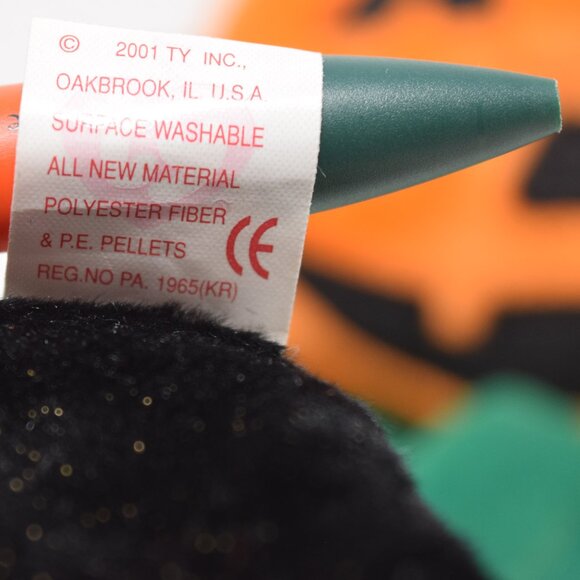 2 Ty 2001 Haunt 1998 Pumkin Beanie Baby Halloween Bear Pumpkin Stuffed Animal - Picture 13 of 16